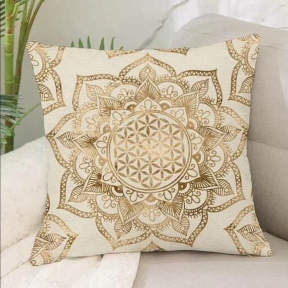 2- Lotus Mandala Decorative Pillow Cover - Picture 1 of 4